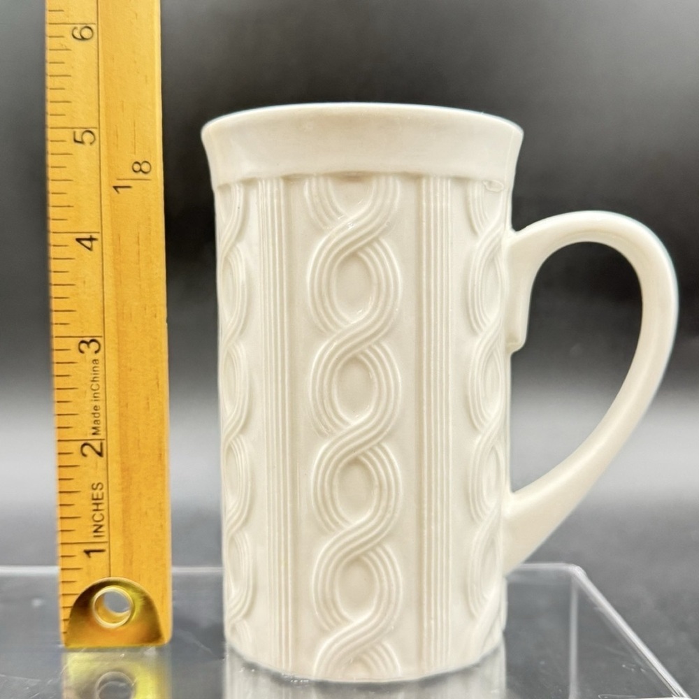 Bay Island Embossed Ceramic Mug – Cable Knit Texture – White/Cream 12 oz - Picture 7 of 7
